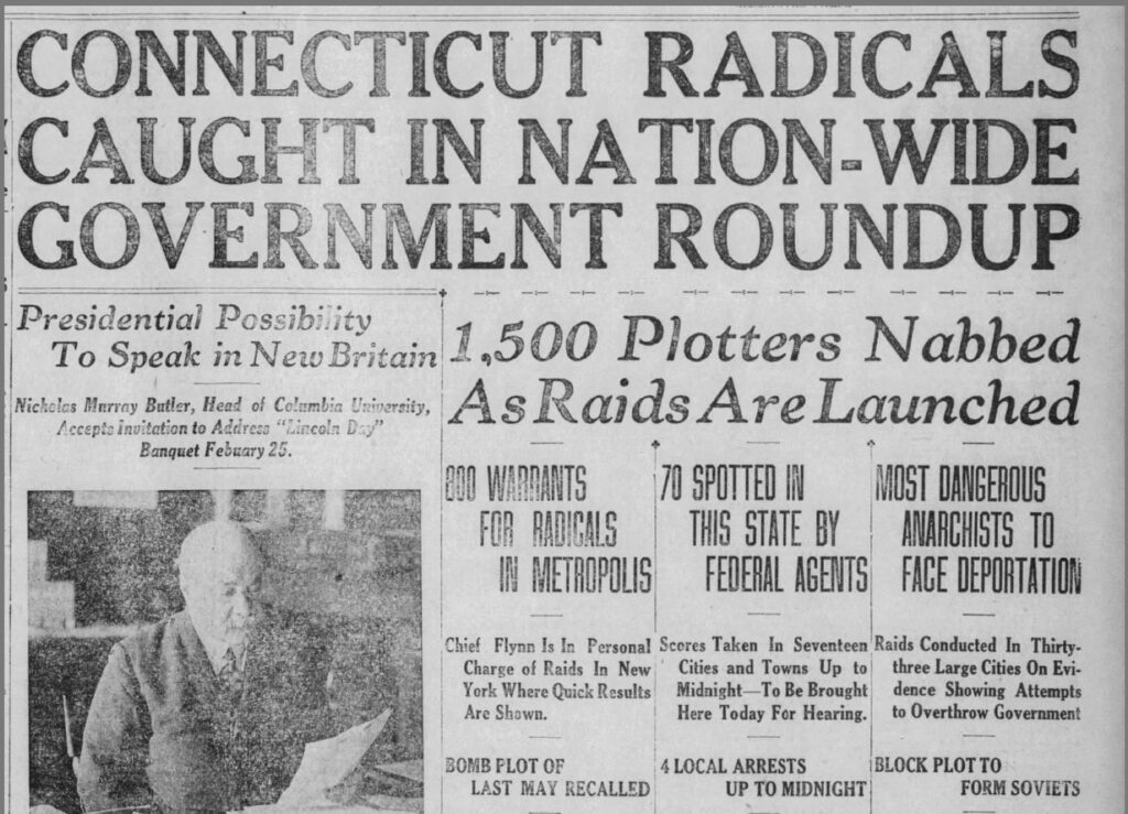 Contemporary coverage of the Palmer Raids