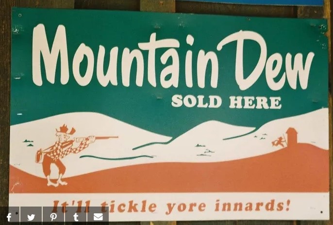 Mountain Dew history exhibit with Willy the Hillbilly mascot