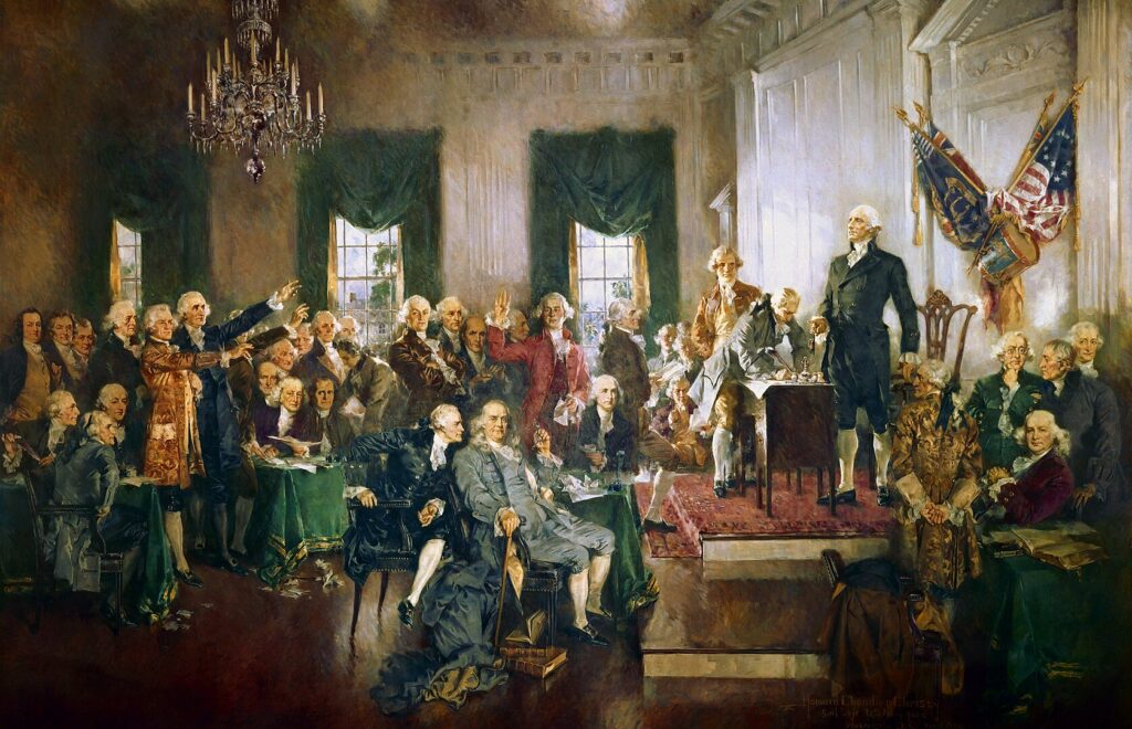 founding fathers at the signing of constitiution