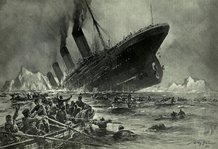 Illustration of Titanic Sinking