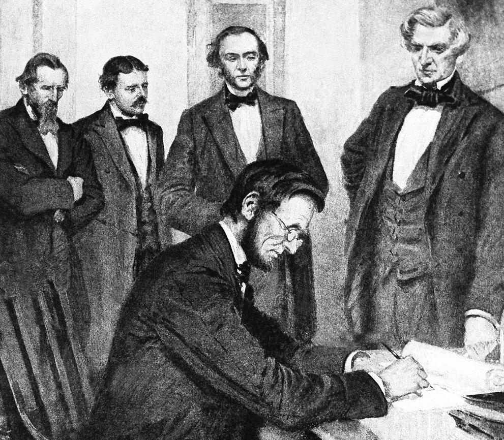 Lincoln signs the Emancipation Proclamation