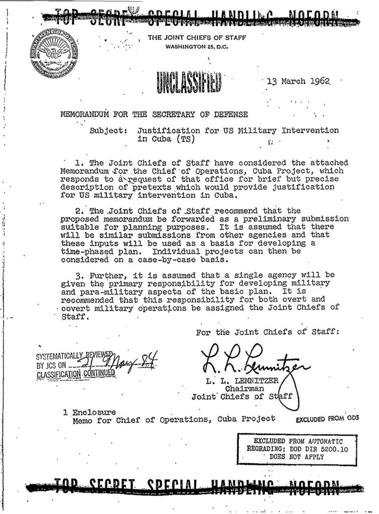 Operation Northwoods Plan Revealed