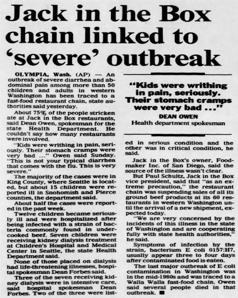 1993: Jack in the Box E. Coli Outrage