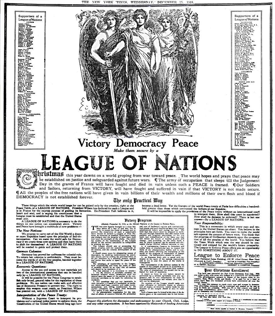 Wilson's League of Nations Appeal 1918