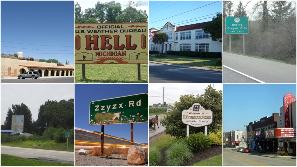 12 town names in America Collage